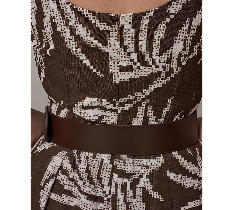 Donna Karan New York Women's Printed Square Neck Midi Dress