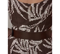 Donna Karan New York Women's Printed Square Neck Midi Dress