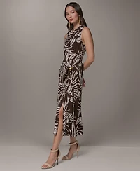 Donna Karan New York Women's Printed Cowl Neck Midi Dress