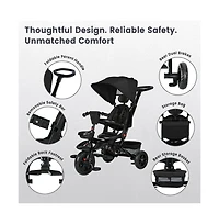 Kinder King 7-in-1 Folding Kids Tricycle Stroller with Adjustable Push Handle, Parent Toddler Trike