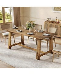 Tribesigns 63-Inch Solid Wood Dining Table for 4-6, Farmhouse Rectangular Kitchen Table with Thick Tabletop and Sturdy Legs