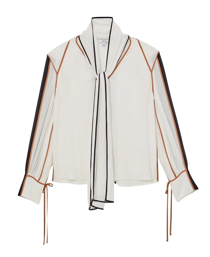 Reiss Women's Tipped Tie-Neck Blouse