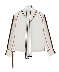 Reiss Women's Tipped Tie-Neck Blouse