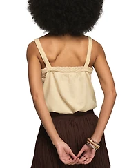 Lucky Brand Women's Ocean Embroidered Square Neck Bubble Top