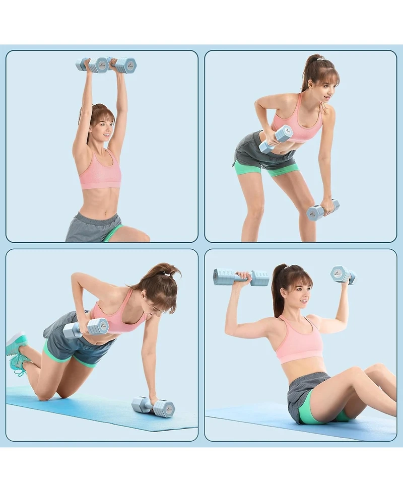 Sportneer Adjustable Dumbbells Hand Weights 4 in 1 Set Each 2lb 3lb 4lb 5lb Free Weights Fast Adjust for Women Men Home Gym Workout Strength Training