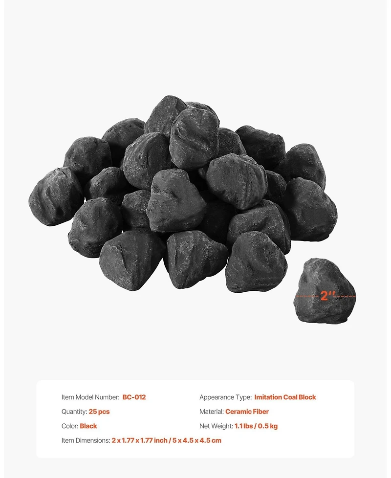 Sugift 25 Pcs 1.2-2.0 in Fire Stones for Fire Pit and Propane Fireplace
