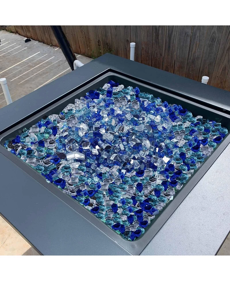 Sugift 10 Lbs Reflective Firepit Glass Rock 1/2 in Tempered Fire Glass