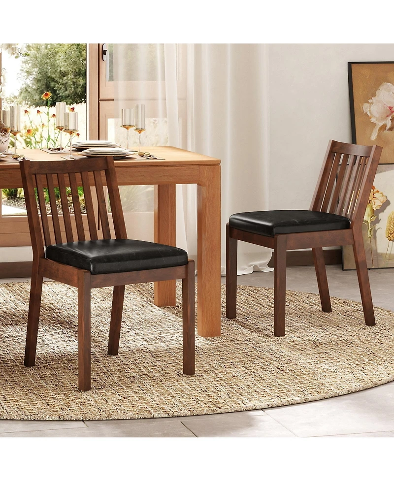 Sugift Pu Leather Upholstered Dining Chairs Set of Two