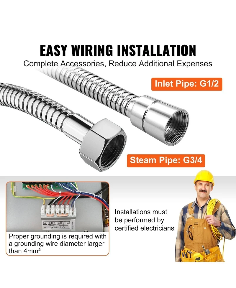 Sugift 10.5 kW Steam Shower Generator with Custom Heating and 24h Timer for Home Use