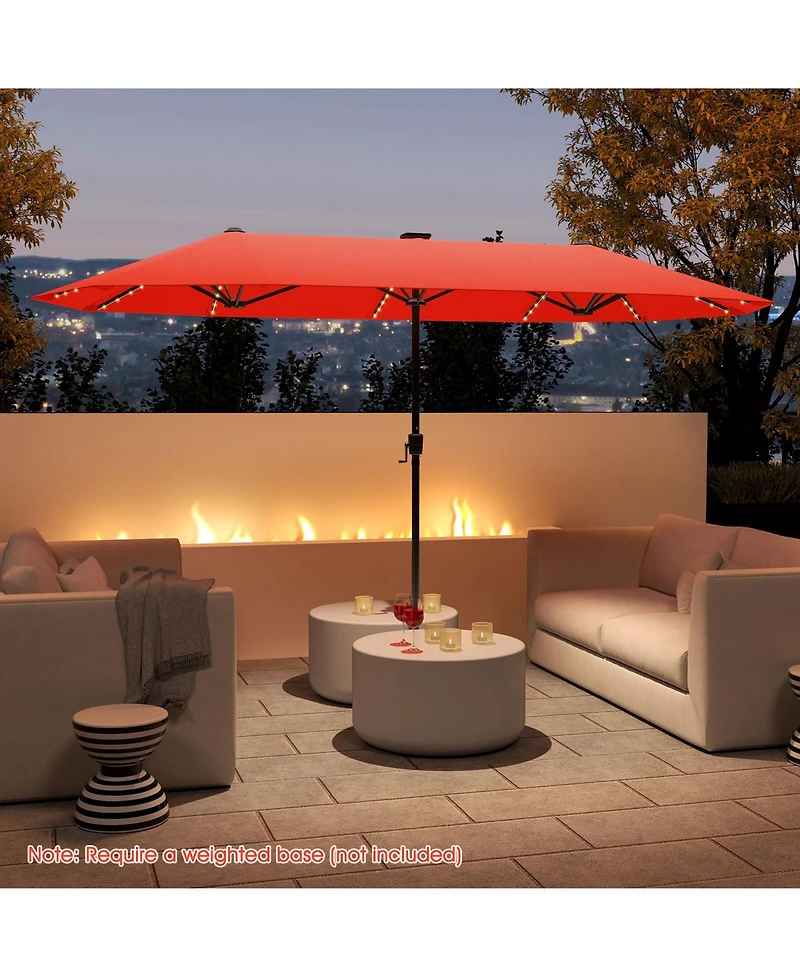 Sugift Large Patio Umbrella with Solar Led Lights and Crank