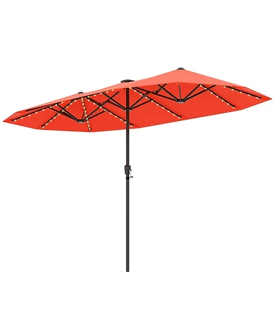 Sugift Large Patio Umbrella with Solar Led Lights and Crank