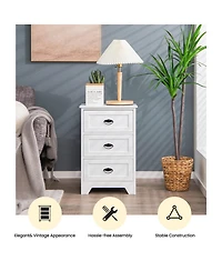 sumyeg 3 Drawers End Storage Wood Side Nightstand