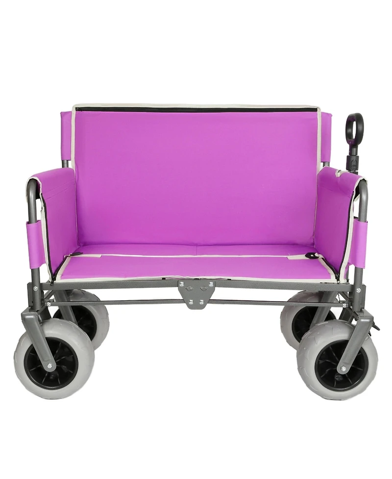 Mondawe 3-in-1 500lbs Convertible Folding Storage Wagon Utility Carts - Bench Seat w/ 180L Capacity, All-Terrain Wheels