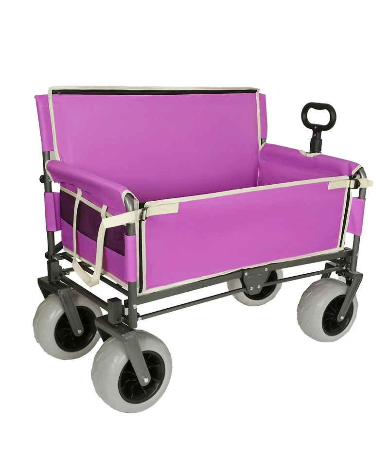 Mondawe 3-in-1 500lbs Convertible Folding Storage Wagon Utility Carts - Bench Seat w/ 180L Capacity, All-Terrain Wheels