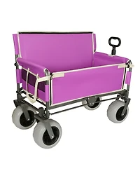 Mondawe 3-in-1 500lbs Convertible Folding Storage Wagon Utility Carts - Bench Seat w/ 180L Capacity, All-Terrain Wheels