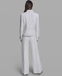 Karl Lagerfeld Paris Women's Striped Collared Jacket
