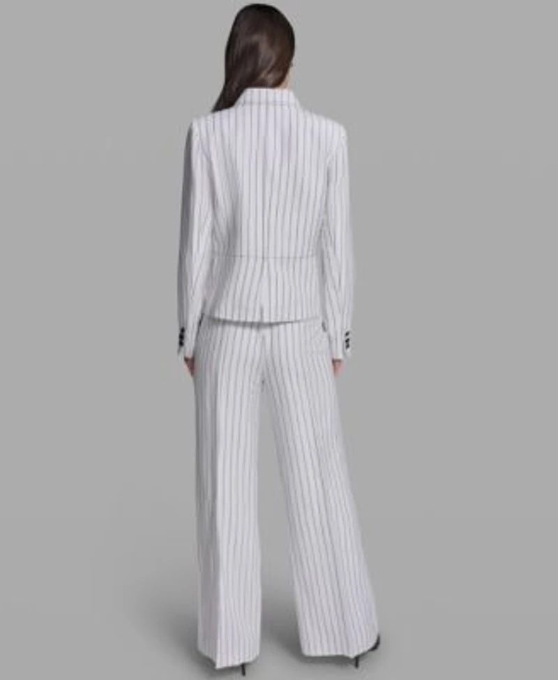 Karl Lagerfeld Paris Womens Striped Collared Jacket Striped Sailor Pants