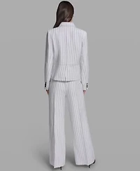 Karl Lagerfeld Paris Womens Striped Collared Jacket Striped Sailor Pants