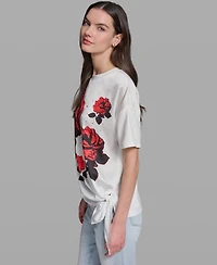 Karl Lagerfeld Paris Women's Floral Print Crewneck Top