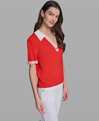 Karl Lagerfeld Paris Women's Johnny Collar Sweater