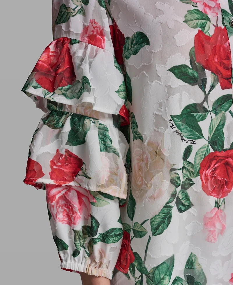 Karl Lagerfeld Paris Women's Printed Long-Sleeve Top