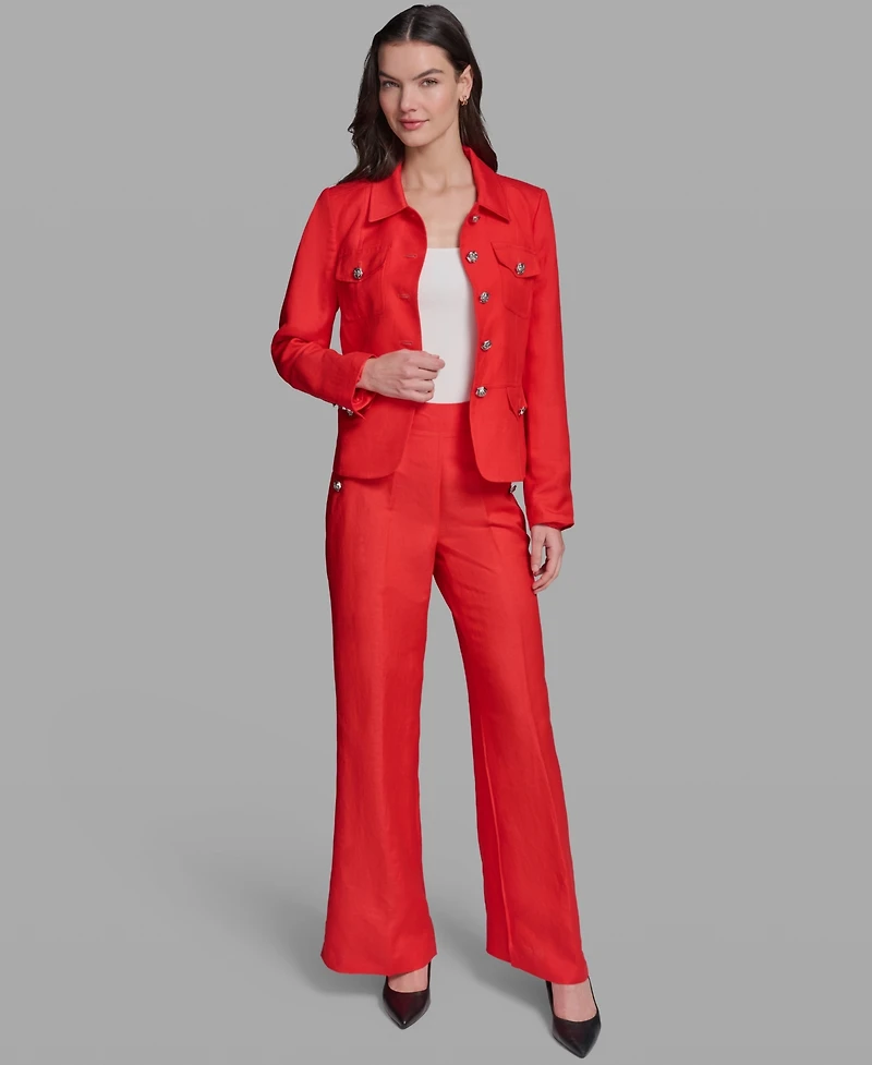 Karl Lagerfeld Paris Women's Pocket Detail Collared Jacket