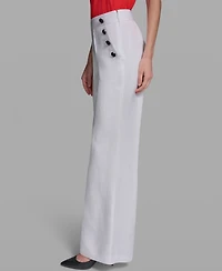 Karl Lagerfeld Paris Women's Linen-Blend Wide-Leg Sailor Pants