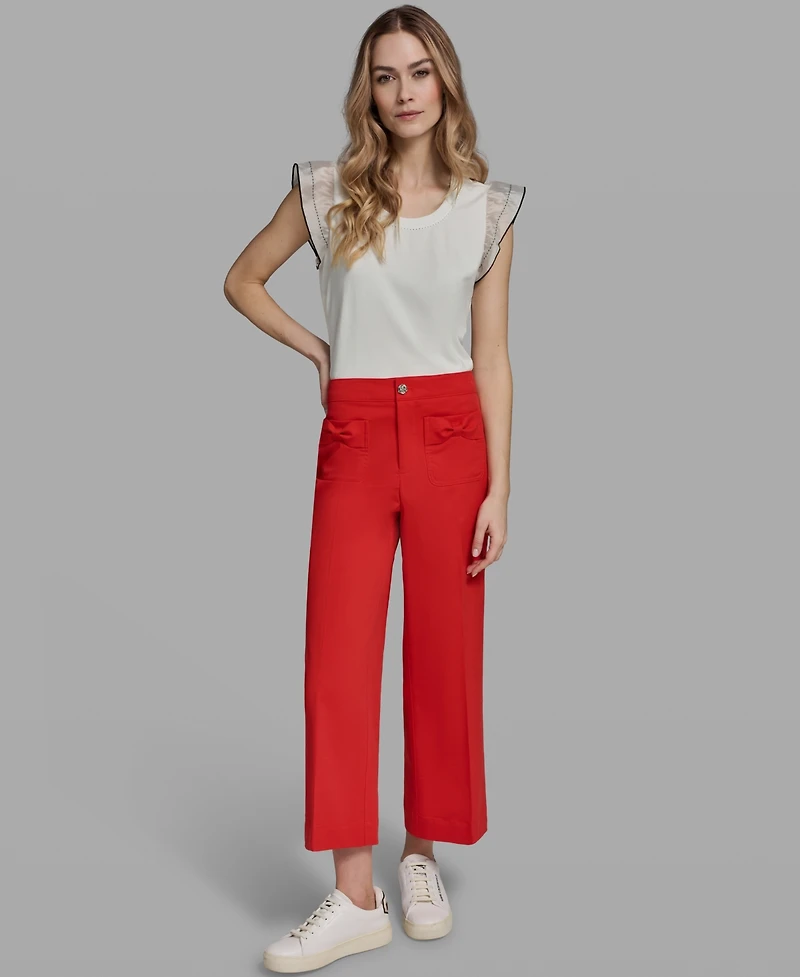 Karl Lagerfeld Paris Women's Straight Bow Pocket Pants
