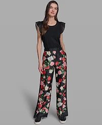 Karl Lagerfeld Paris Women's Printed Pull-On Soft Pants