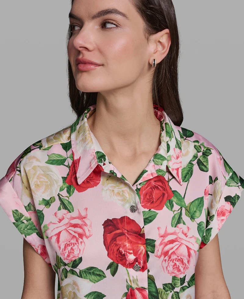 Karl Lagerfeld Paris Women's Printed Collared Top