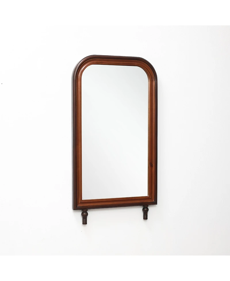 LuxenHome Modern 43.3" Tall Rounded Rectangle Wall Mirror with Pine Wood Frame