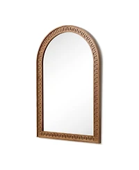 LuxenHome 39.4'' Arched Wall Mirror with Carved Rubberwood Frame, Modern Farmhouse Accent