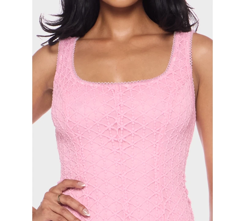 Alex & Sophia Juniors' Scoop Neck Lace Detail Mini Dress