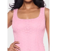 Alex & Sophia Juniors' Scoop Neck Lace Detail Mini Dress