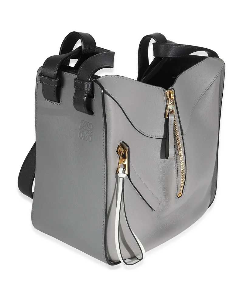 Pre-Owned Loewe Grey Black Calfskin Medium Hammock Shoulder Bag