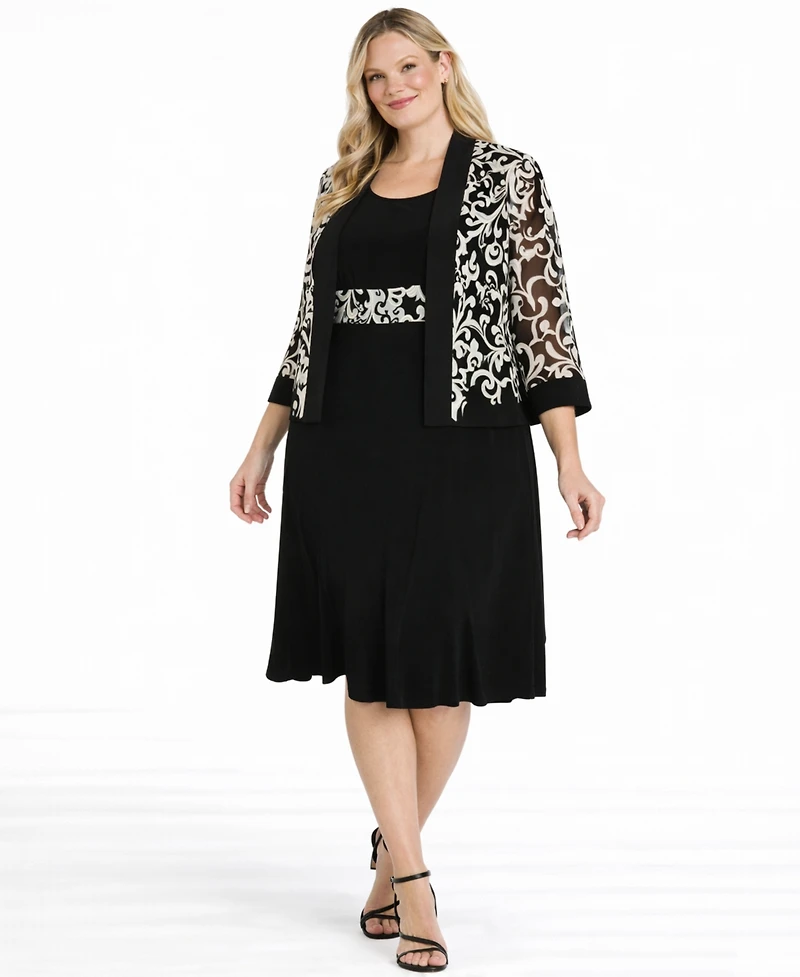 R & M Richards Plus Scoop Neck Jacket Dress