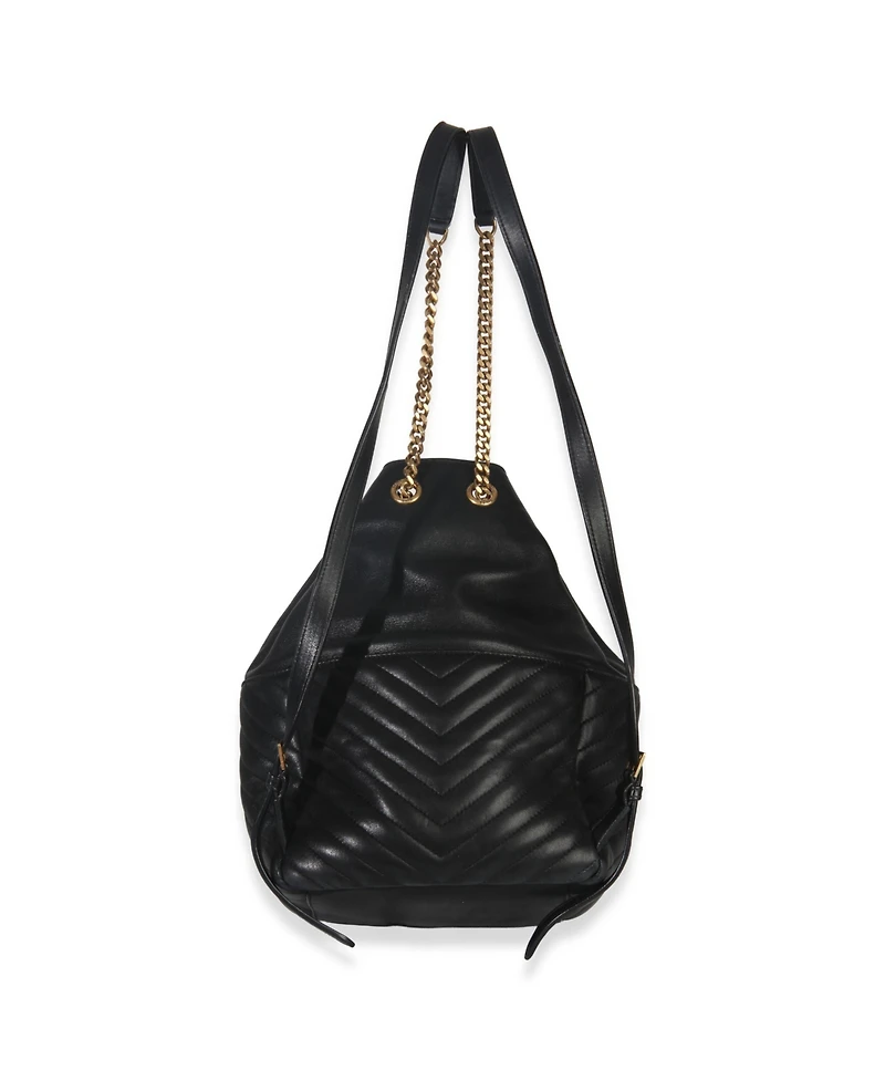 Pre-Owned Saint Laurent Black Matelasse Lambskin Monogram Joe Backpack