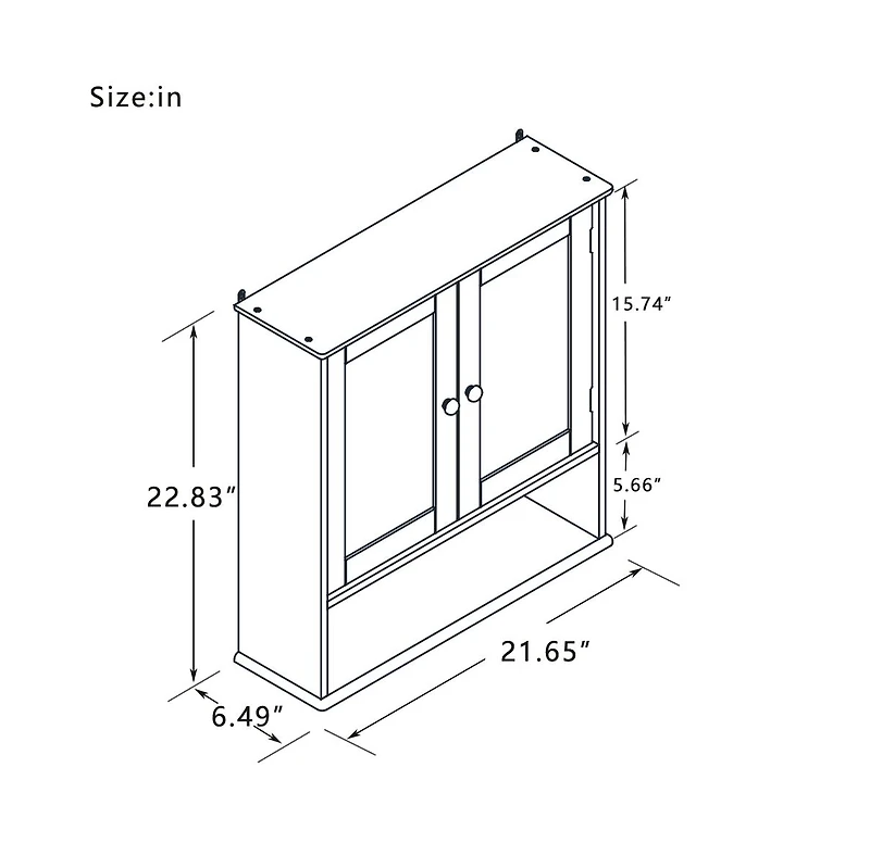 Busdays Bathroom Wall Cabinet with Double Mirror Doors and Shelves Medicine Cabinet Storage for Bathroom