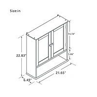 Busdays Bathroom Wall Cabinet with Double Mirror Doors and Shelves Medicine Cabinet Storage for Bathroom