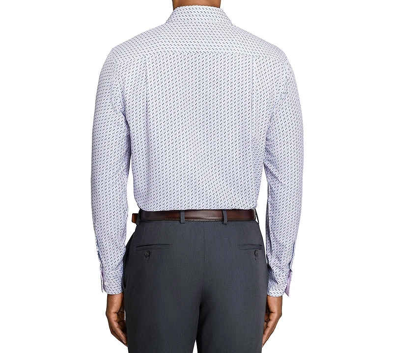 ConStruct Men's Triangle Print Spread Collar Dress Shirt