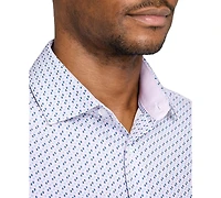 ConStruct Men's Triangle Print Spread Collar Dress Shirt
