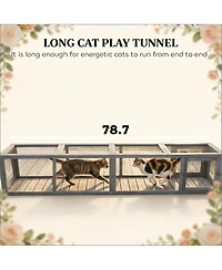 Zeus & Ruta Outdoor Spacious Wooden Cat Enclosure with Tunnel Run, Window View and Play Area