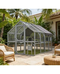 Zeus & Ruta Large Outdoor Cat House 110" Playpen with Platforms and Upgrade Waterproof Cover for Kittens