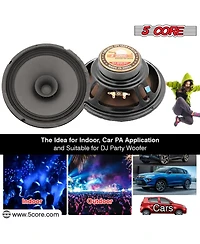 5 Core 8" Subwoofer 1000W Dual Cone Car Audio Sub Woofer 4 Ohm Deep Bass Replacement Loud Speaker