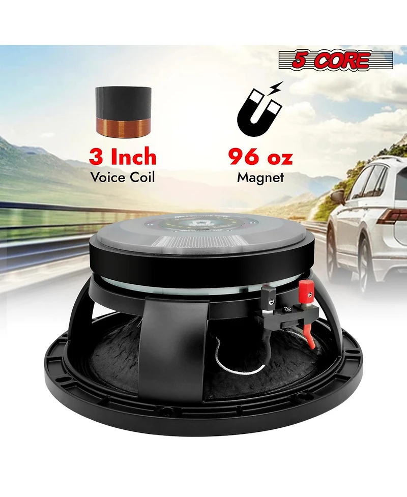 5 Core 10" Subwoofer Speaker 300W Rms Full Range Car Audio Sub Woofer 4 Ohm Bass Replacement Driver