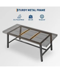 homfan Industrial Dining Table for 6-8, 70.87'' Rectangular Table, Black Metal Frame, Rustic Wood Top, Modern Furniture Home, Living Room, Patio