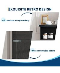 homfan Farmhouse Bathroom Cabinets Set of 2 - Wooden Furniture with Doors and Drawers Freestanding Storage Unit for Bathroom, Kitchen, Living Room