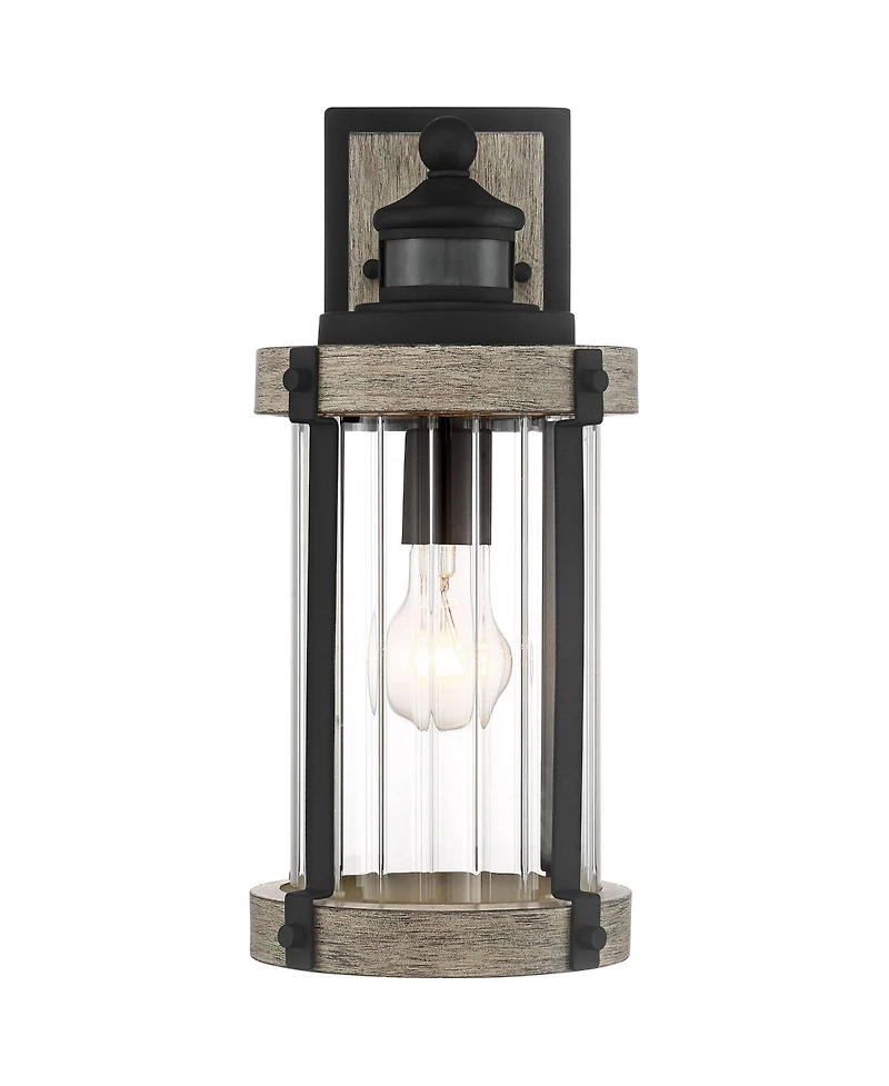 John Timberland Stan Industrial Outdoor Wall Light Fixtures Set of 2 Motion Sensor Dusk to Dawn Clear Glass for Post