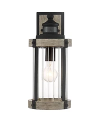 John Timberland Stan Industrial Outdoor Wall Light Fixtures Set of 2 Motion Sensor Dusk to Dawn Clear Glass for Post