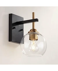 360 Lighting Duka Modern Wall Sconce Gold and Black Hardwire 6" Fixture Clear Glass for Bedroom Bathroom Vanity Living Room Home